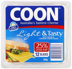 Cheese Light & Tasty Slice Cheddar COON 250Gr/Pcs